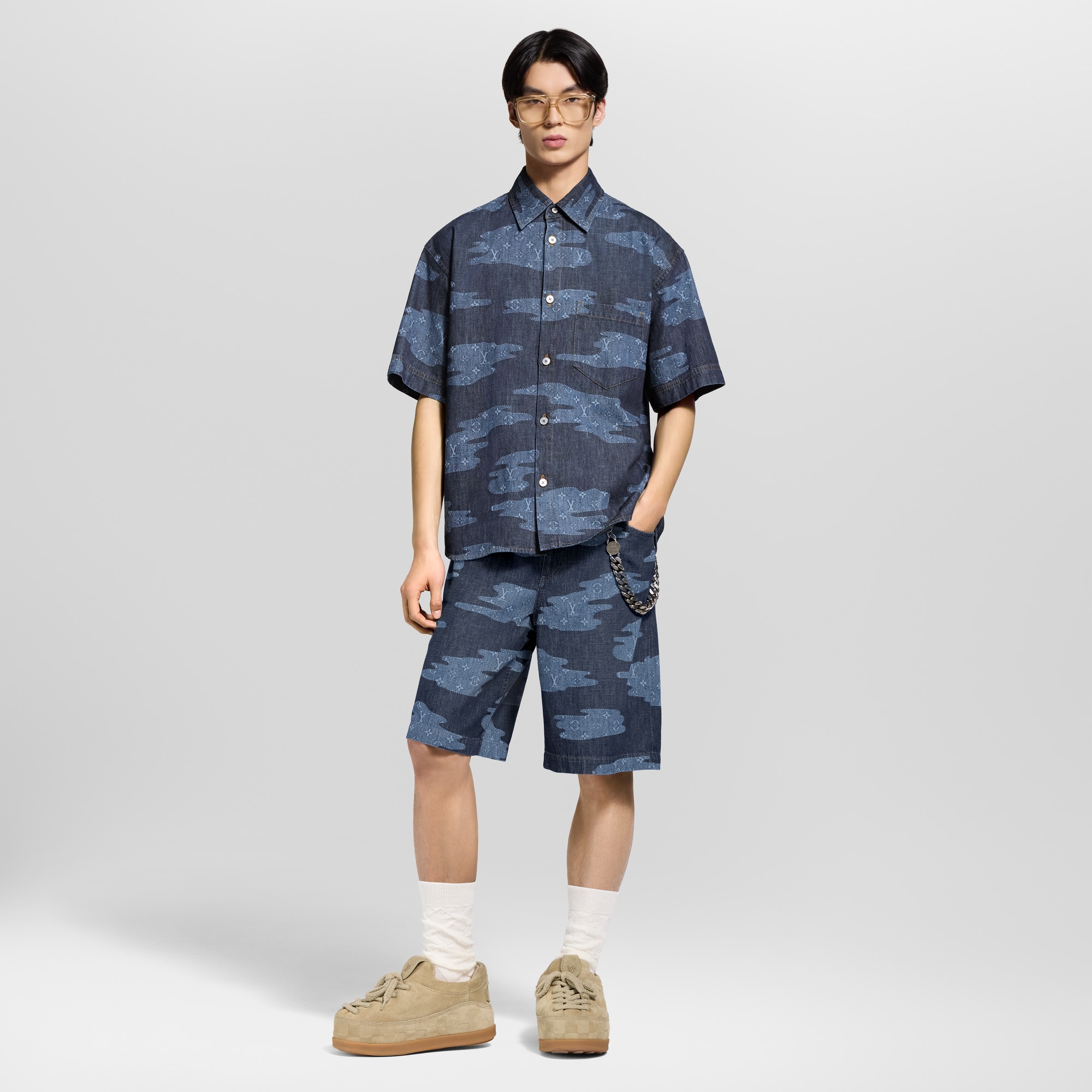 新品 LOUISVUITTON モノグラム ショートスリーブ シャンブレーシャツ louis-vuitton-short-sleeved-